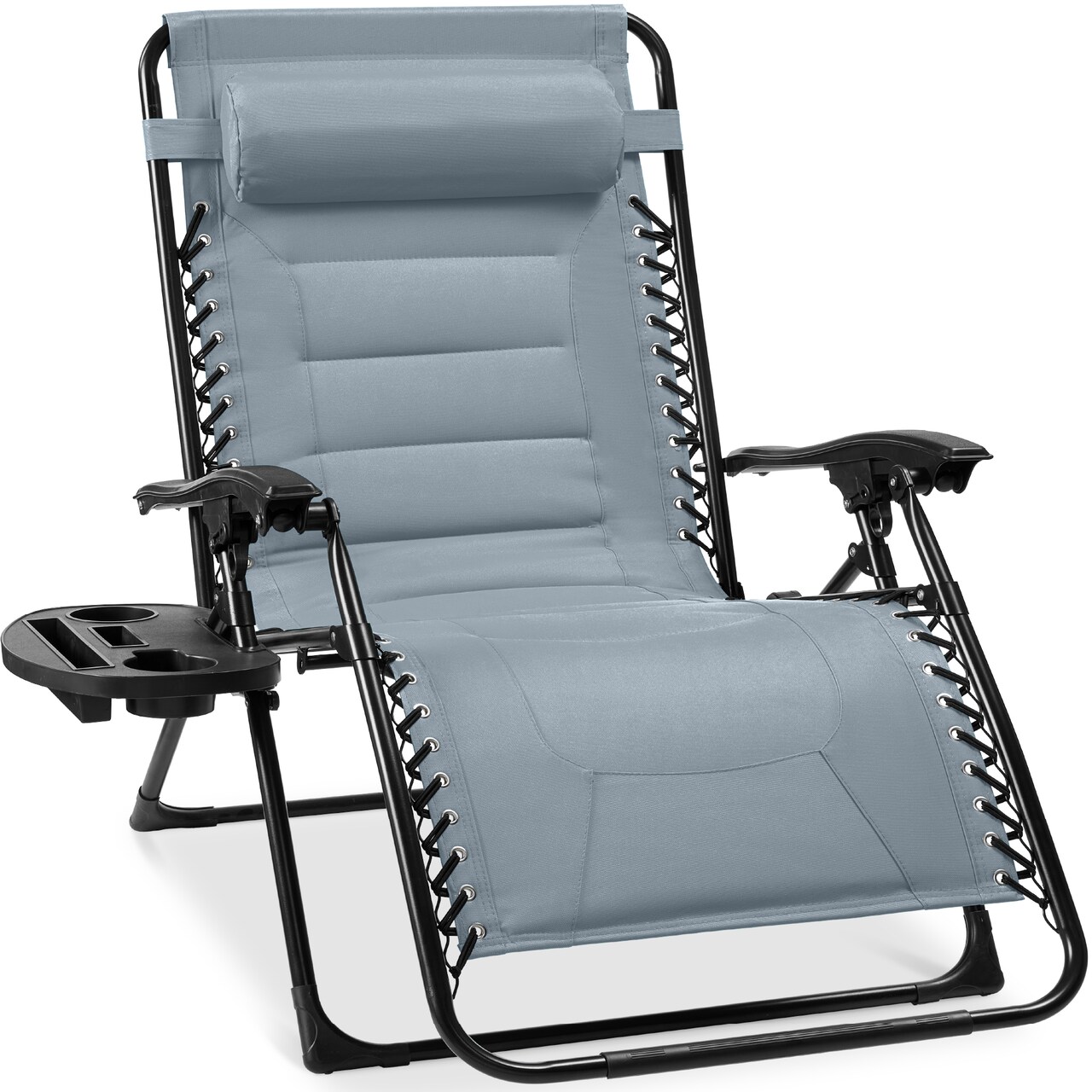 Best Choice Products Oversized Padded Zero Gravity Chair, Folding Outdoor Patio Recliner w/ Side Tray